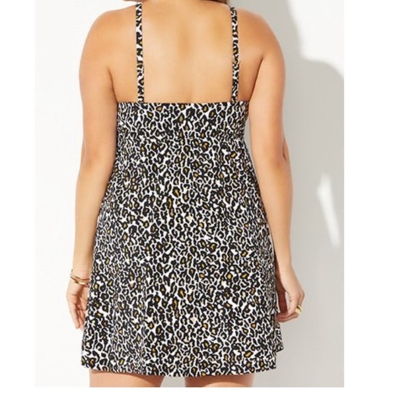 Plus animal / cheetah print swimsuit dress underwire removable pad bra attach 22 - Picture 2 of 12